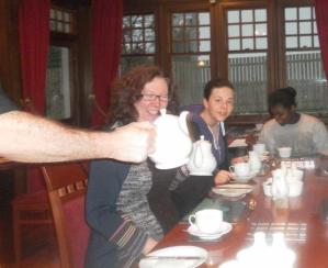 Cheers: A friendly cuppa can even bridge the age gap